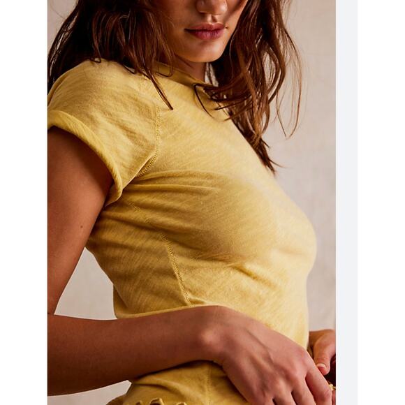 Free People Tops - 2/$50 Free People NWOT Be My Baby Tee Pampas Yellow Medium
